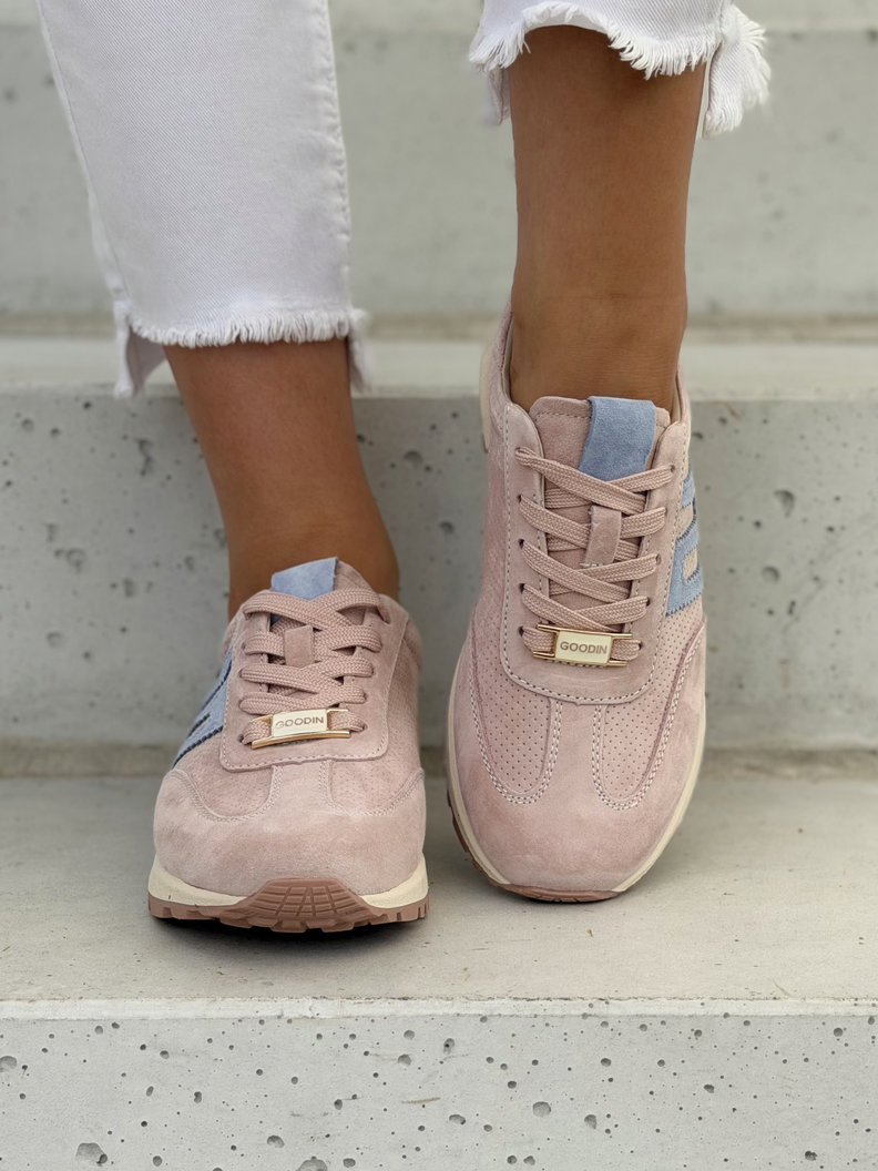 Skórzane trampki damskie STELLA PINK BLUE - obrazek 7