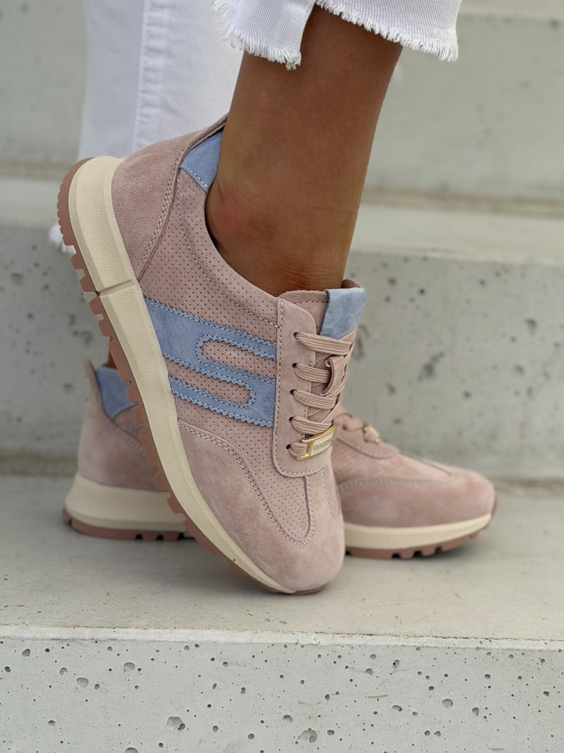 Skórzane trampki damskie STELLA PINK BLUE
