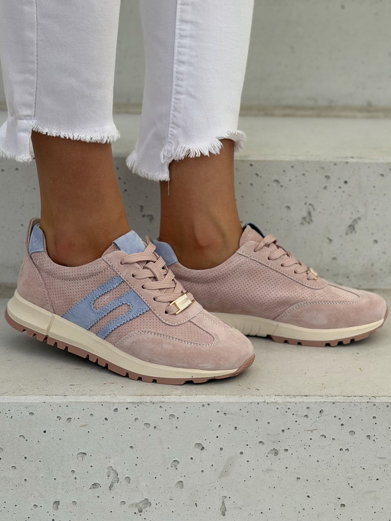 Skórzane trampki damskie STELLA PINK BLUE - obrazek 6