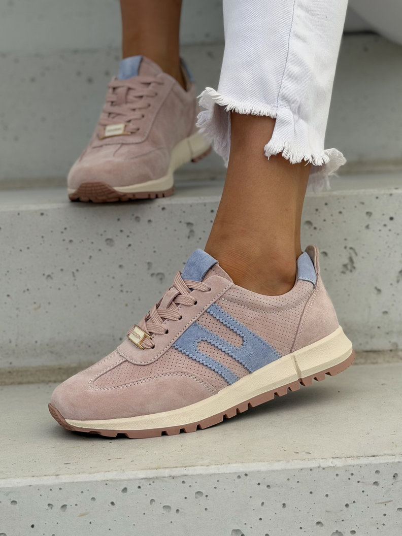 Skórzane trampki damskie STELLA PINK BLUE - obrazek 3
