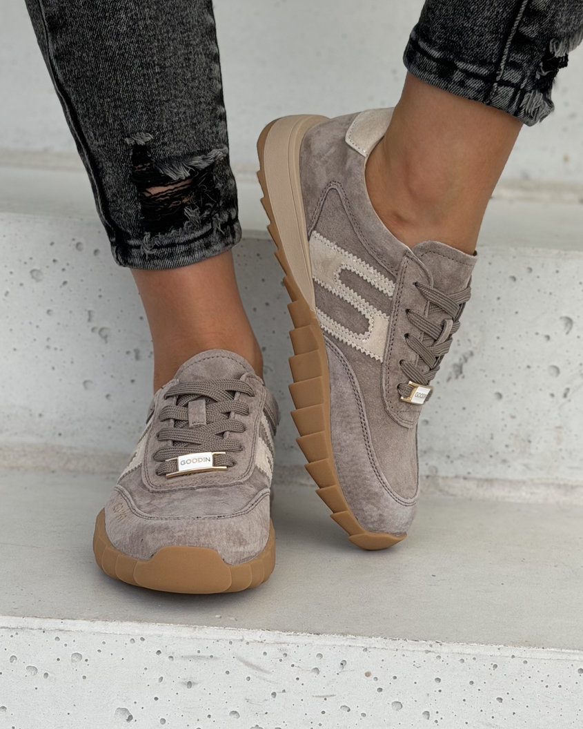 Trampki damskie SELORA taupe skóra naturalna - obrazek 3