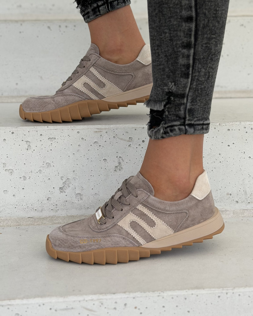 Trampki damskie SELORA taupe skóra naturalna