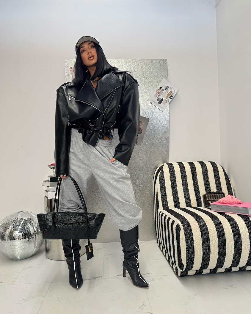 Bestseller czarna kurtka typu biker OVERSIZE LA MILLA polska produkcja