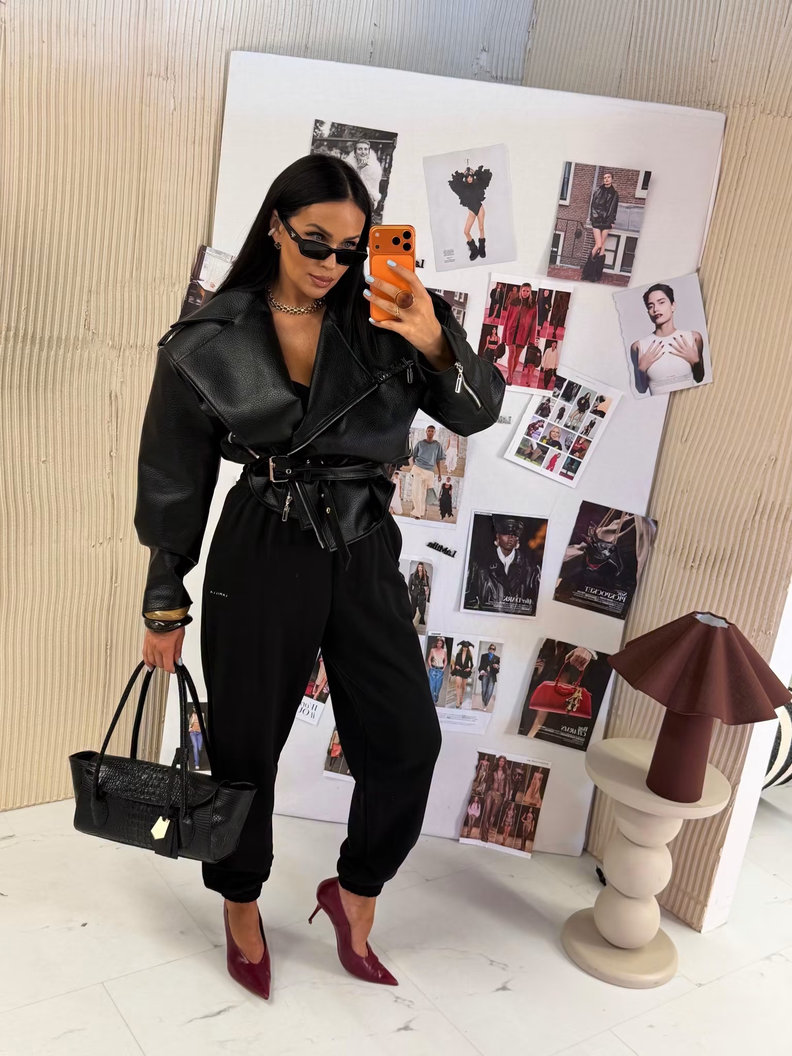 Bestseller czarna kurtka typu biker OVERSIZE LA MILLA polska produkcja - obrazek 5