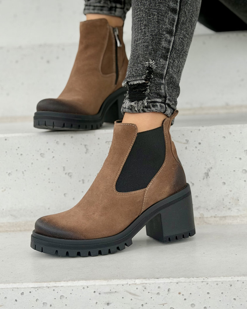 Botki damskie KAZADII AURETTA CAMEL zamsz skóra naturalna polska produkcja - obrazek 4