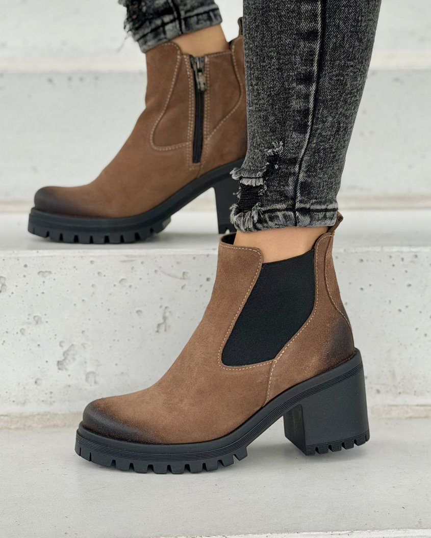 Botki damskie KAZADII AURETTA CAMEL zamsz skóra naturalna polska produkcja - obrazek 5