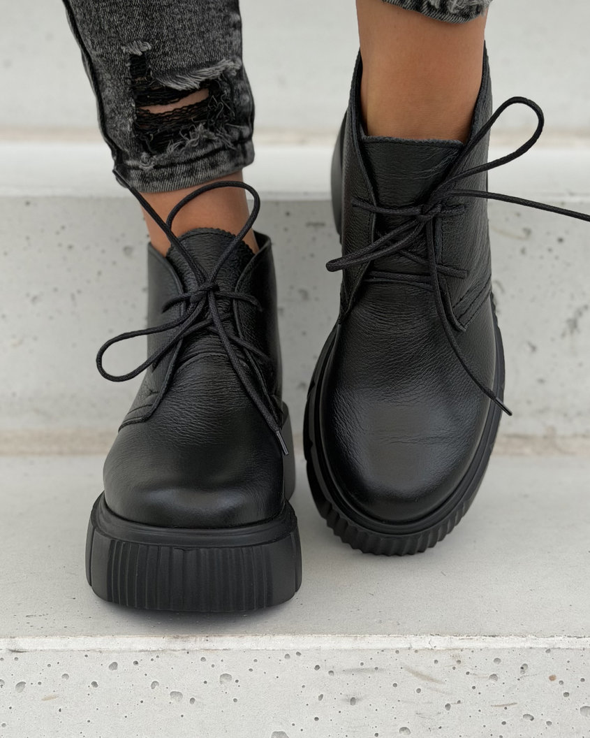 Botki na wyższej podeszwie KAZADII ZAINA BLACK SUEDE skóra naturalna polska produkcja - obrazek 4