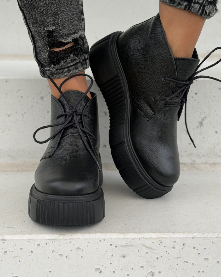 Botki na wyższej podeszwie KAZADII ZAINA BLACK SUEDE skóra naturalna polska produkcja - obrazek 5