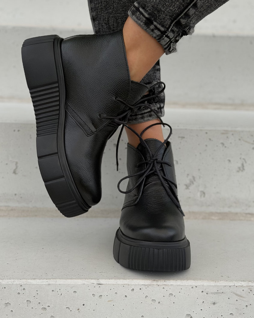 Botki na wyższej podeszwie KAZADII ZAINA BLACK SUEDE skóra naturalna polska produkcja - obrazek 6