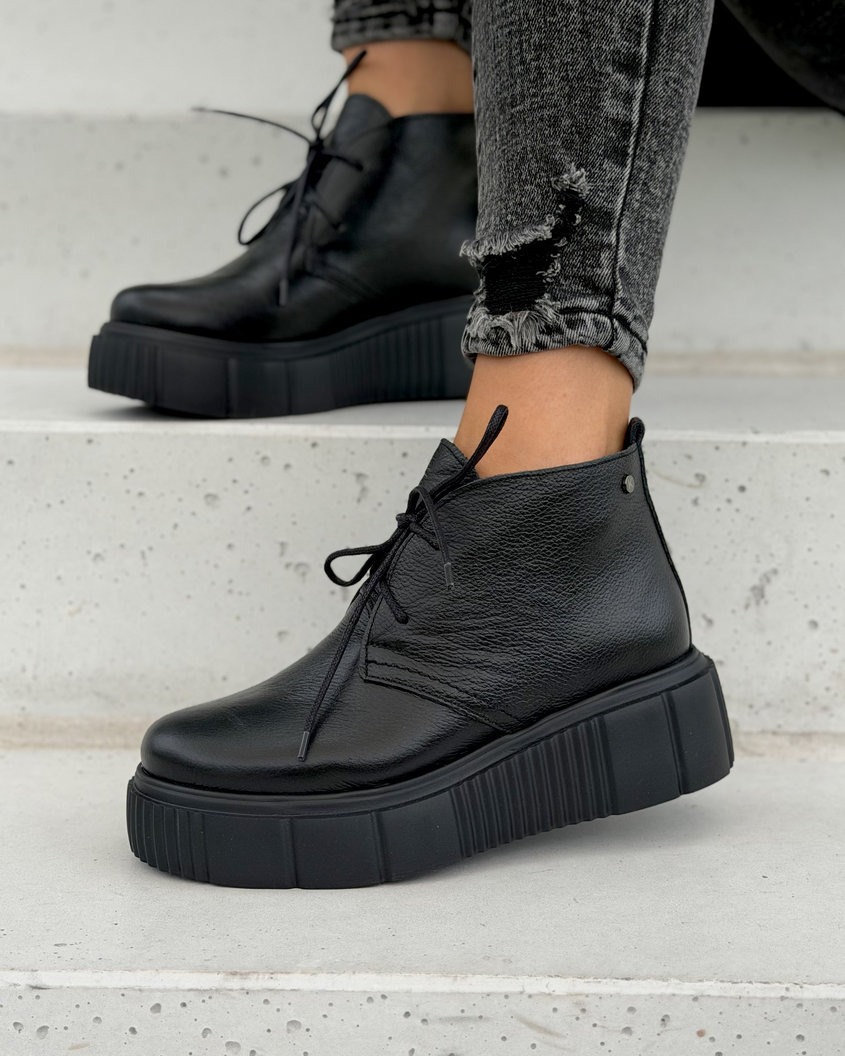 Botki na wyższej podeszwie KAZADII ZAINA BLACK SUEDE skóra naturalna polska produkcja - obrazek 3