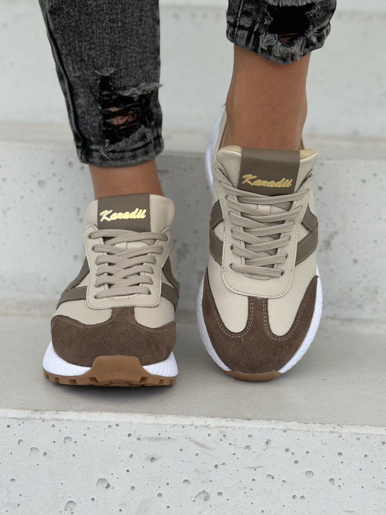 Lekkie sneakersy damskie KAZADII AMANI beige choco polska produkcja - obrazek 8
