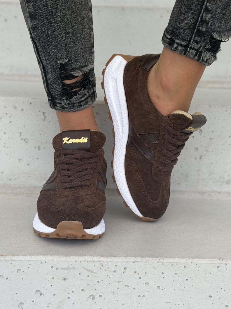 Lekkie sneakersy damskie KAZADII AMANI choco suede polska produkcja - obrazek 3
