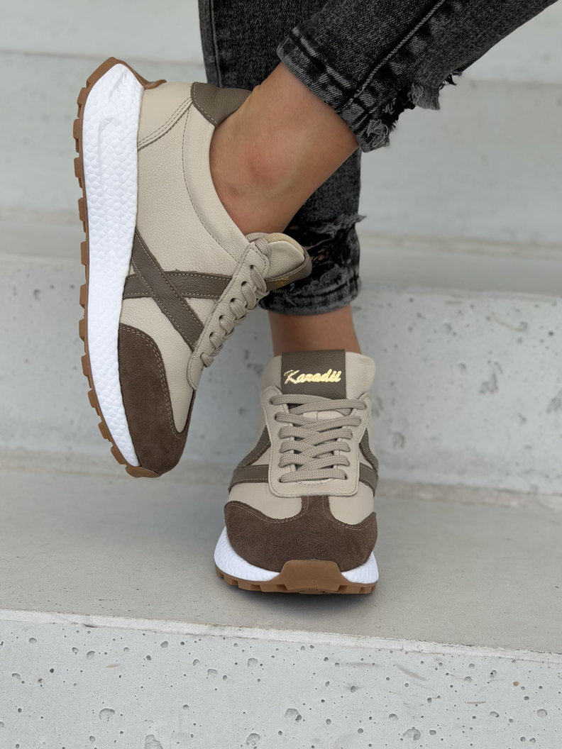 Lekkie sneakersy damskie KAZADII AMANI beige choco polska produkcja - obrazek 3