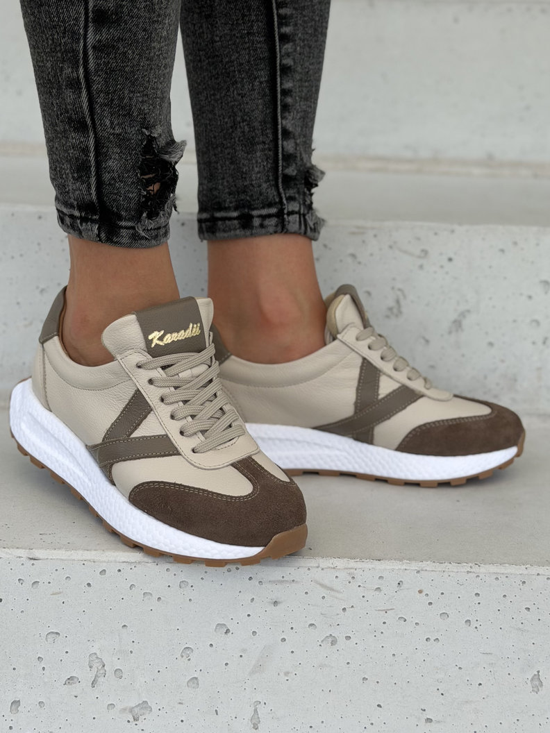 Lekkie sneakersy damskie KAZADII AMANI beige choco polska produkcja