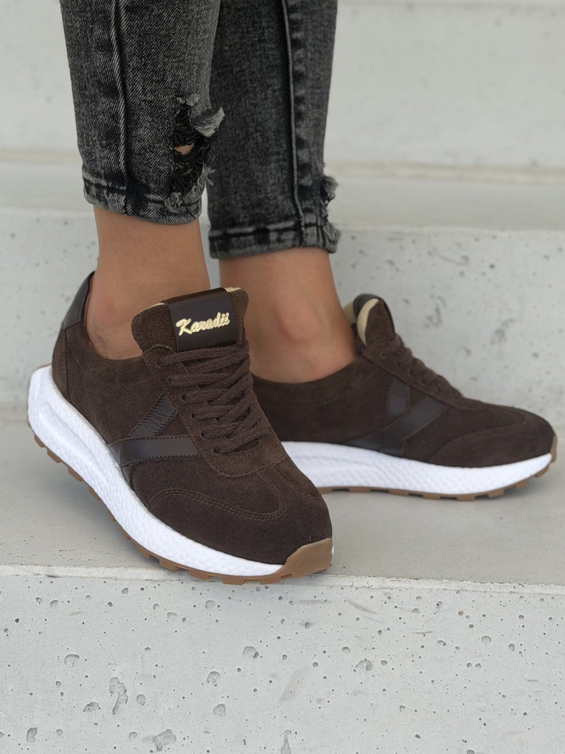 Lekkie sneakersy damskie KAZADII AMANI choco suede polska produkcja