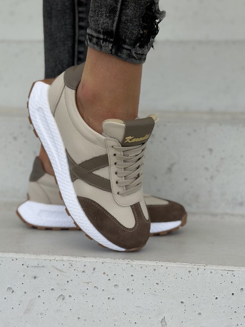 Lekkie sneakersy damskie KAZADII AMANI beige choco polska produkcja - obrazek 4