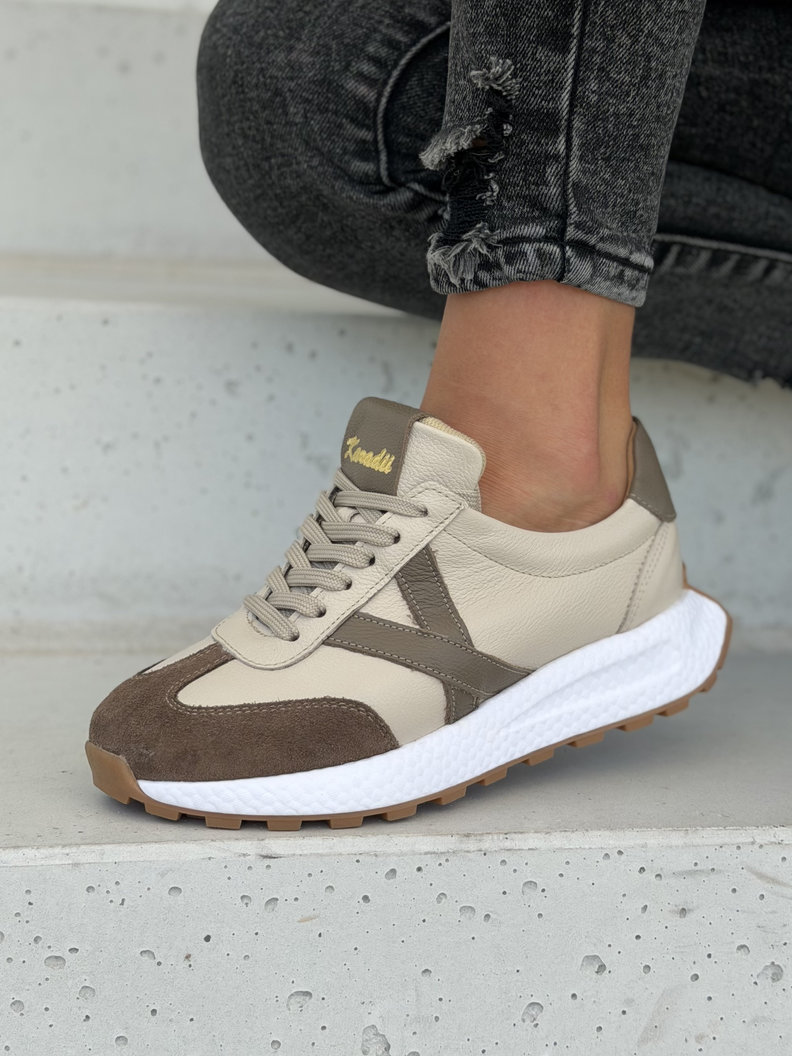 Lekkie sneakersy damskie KAZADII AMANI beige choco polska produkcja - obrazek 5