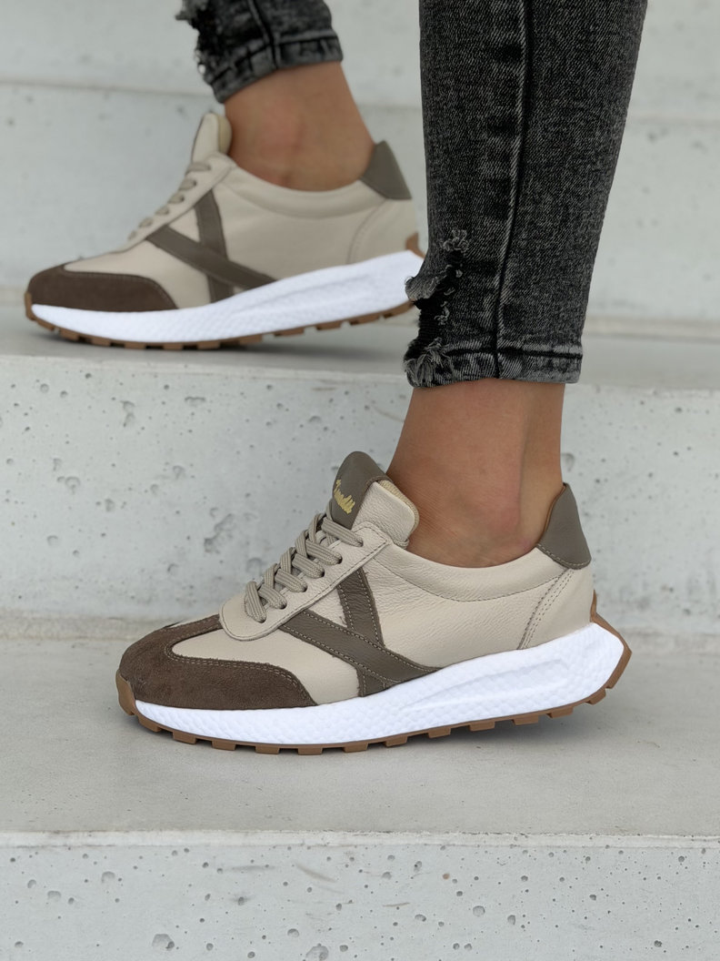 Lekkie sneakersy damskie KAZADII AMANI beige choco polska produkcja - obrazek 6