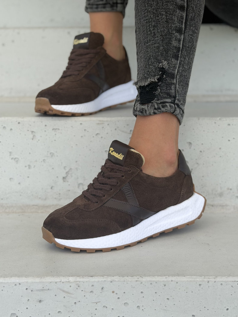 Lekkie sneakersy damskie KAZADII AMANI choco suede polska produkcja - obrazek 7