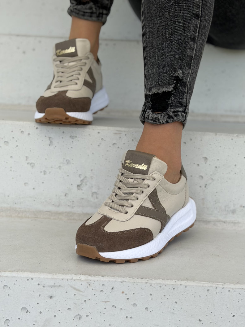 Lekkie sneakersy damskie KAZADII AMANI beige choco polska produkcja - obrazek 7