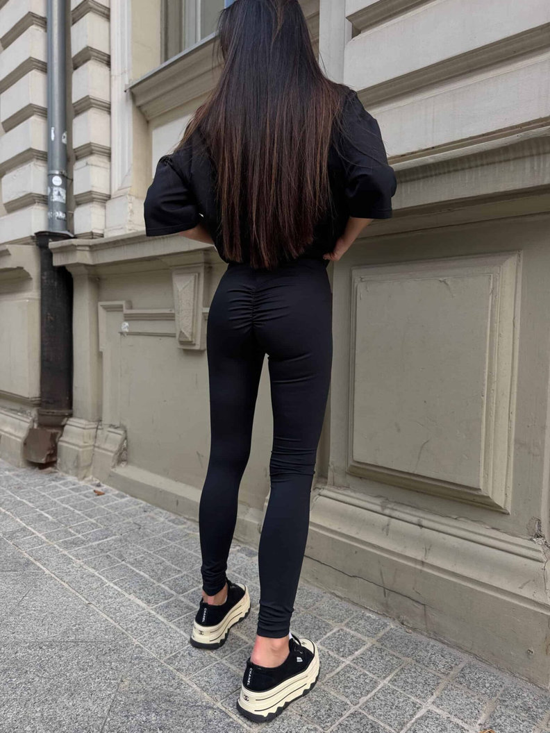 Modelujące legginsy z marszczeniem TILLY CZARNE LAMANUEL polska produkcja