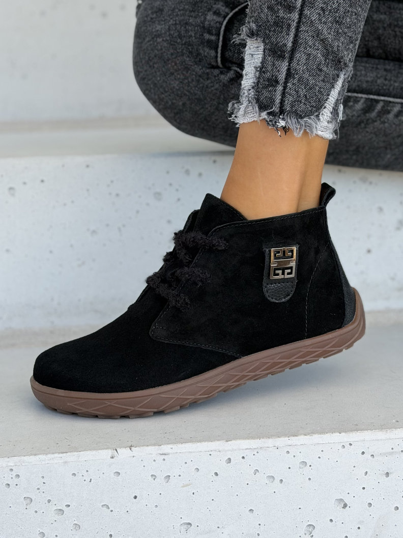 Skórzane botki barefoot MALIA BLACK