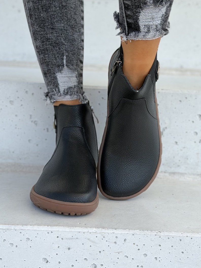 Skórzane botki barefoot NERIVA BLACK GRAIN - obrazek 3