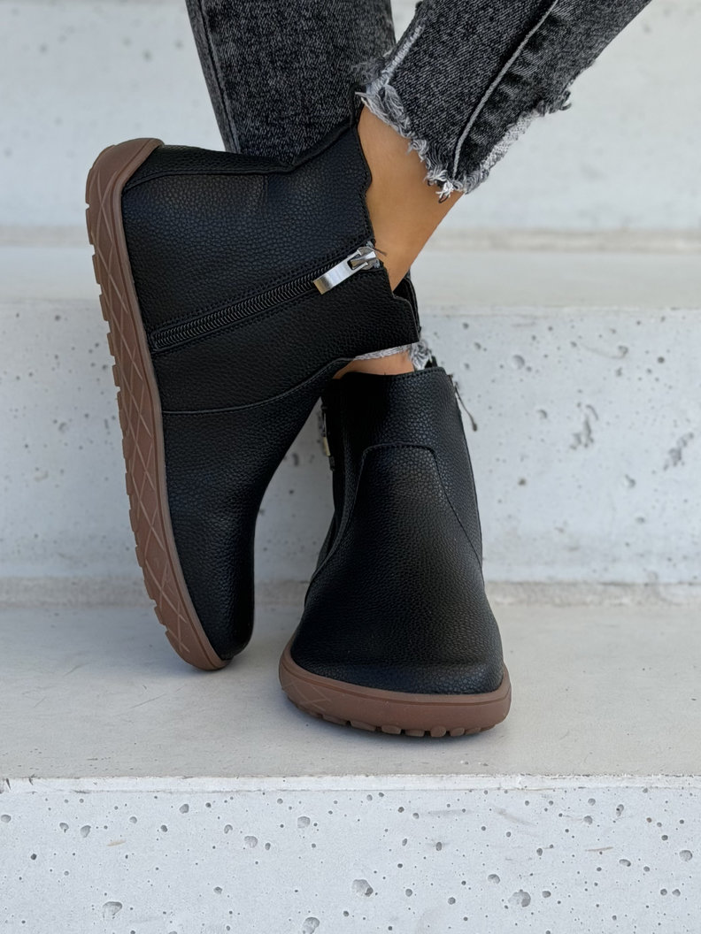 Skórzane botki barefoot NERIVA BLACK GRAIN - obrazek 4