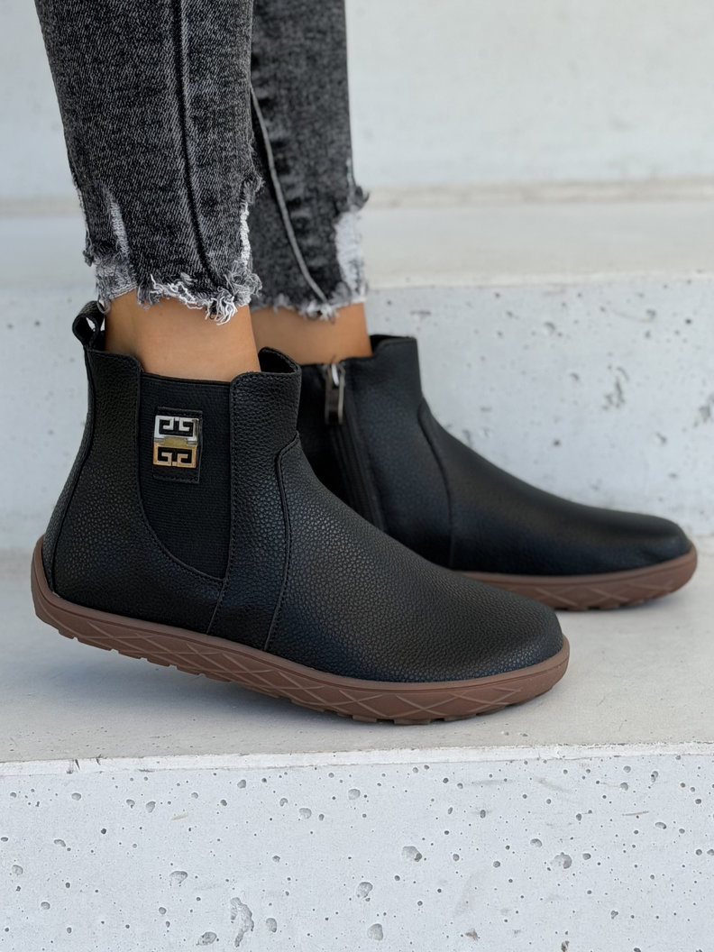 Skórzane botki barefoot NERIVA BLACK GRAIN - obrazek 5
