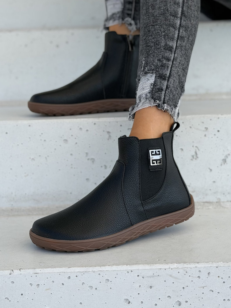 Skórzane botki barefoot NERIVA BLACK GRAIN - obrazek 6