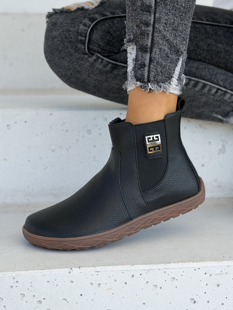 Skórzane botki barefoot NERIVA BLACK GRAIN