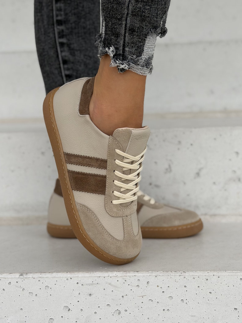 Skórzane trampki barefoot KAZADII MELVI BEIGE polska produkcja