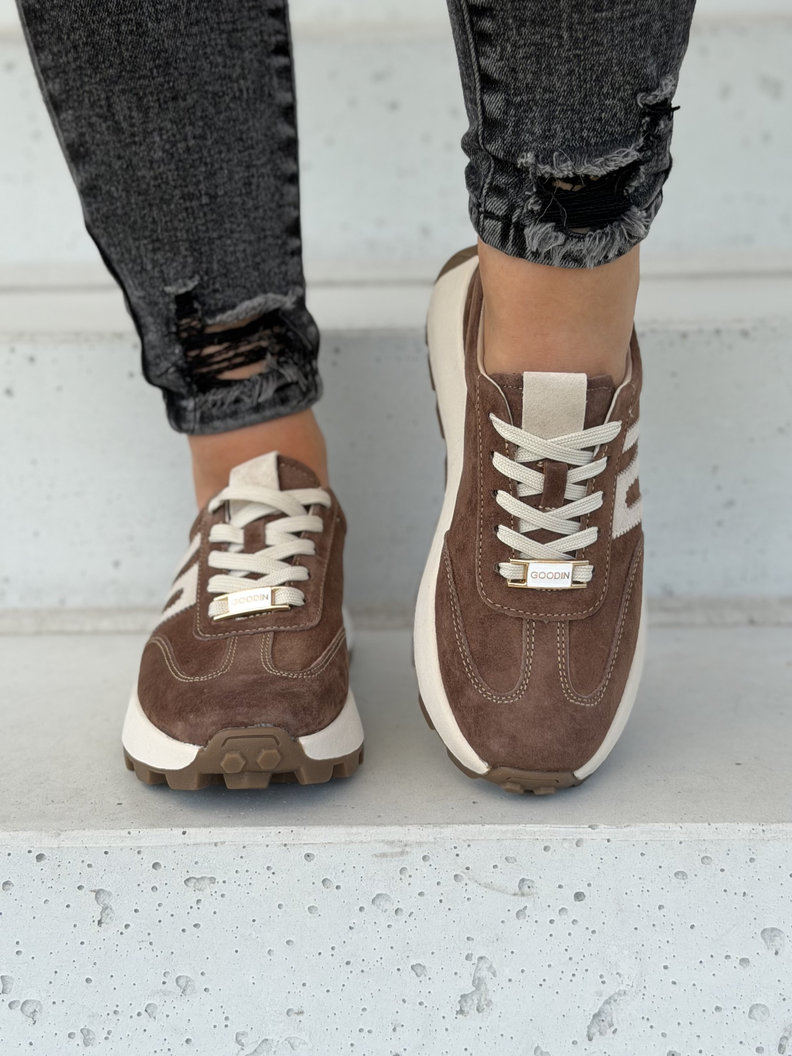 Sneakersy damskie MALIKA brown ze wstawkami skóra naturalna - obrazek 9