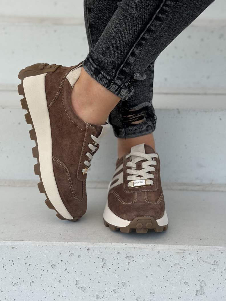 Sneakersy damskie MALIKA brown ze wstawkami skóra naturalna - obrazek 4