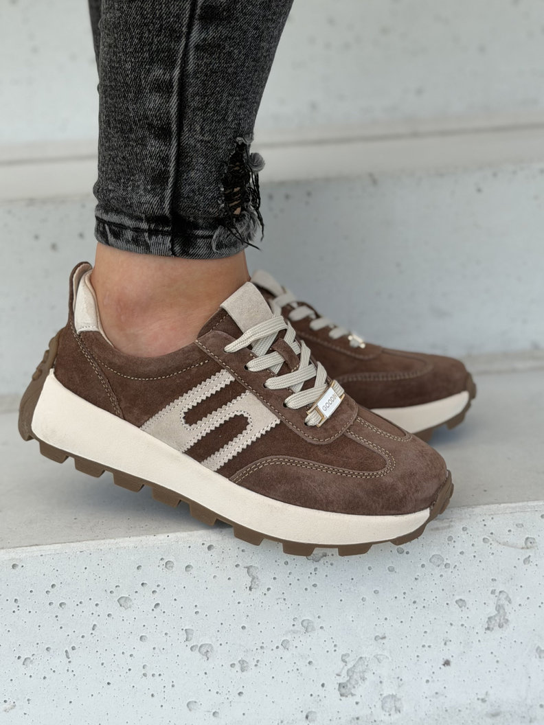 Sneakersy damskie MALIKA brown ze wstawkami skóra naturalna - obrazek 6