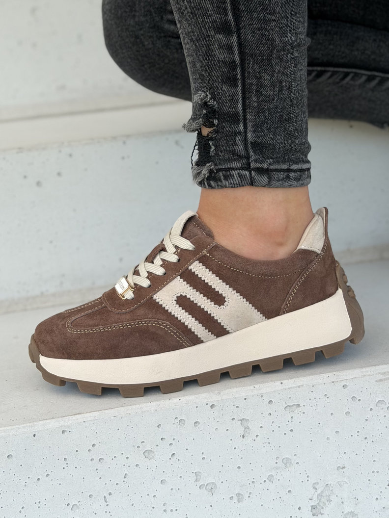 Sneakersy damskie MALIKA brown ze wstawkami skóra naturalna - obrazek 7