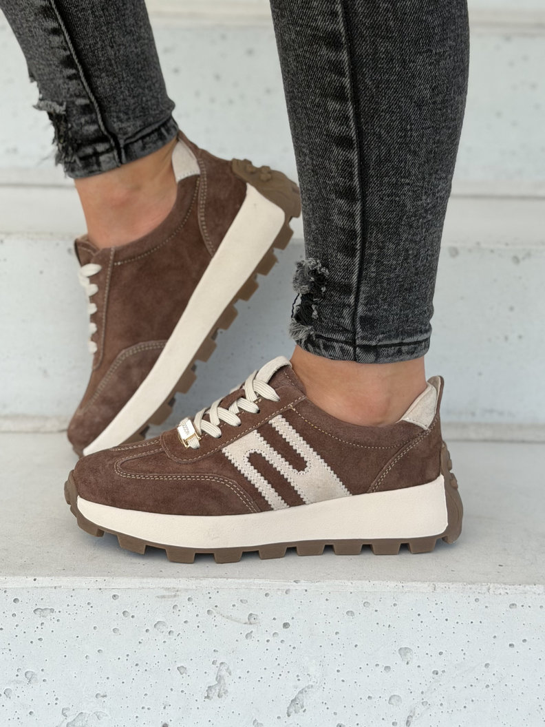 Sneakersy damskie MALIKA brown ze wstawkami skóra naturalna - obrazek 8