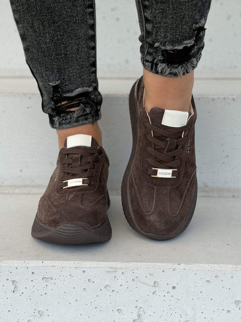 Sportowe buty damskie YASMIN REEBO choco skóra naturalna - obrazek 3