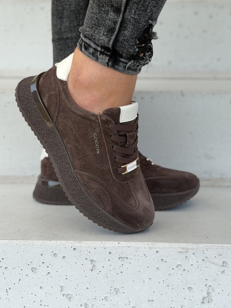 Sportowe buty damskie YASMIN REEBO choco skóra naturalna - obrazek 6