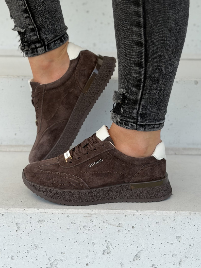Sportowe buty damskie YASMIN REEBO choco skóra naturalna - obrazek 4