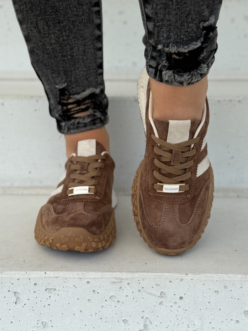 Sportowe lekkie buty damskie FADIA brown skóra naturalna - obrazek 4