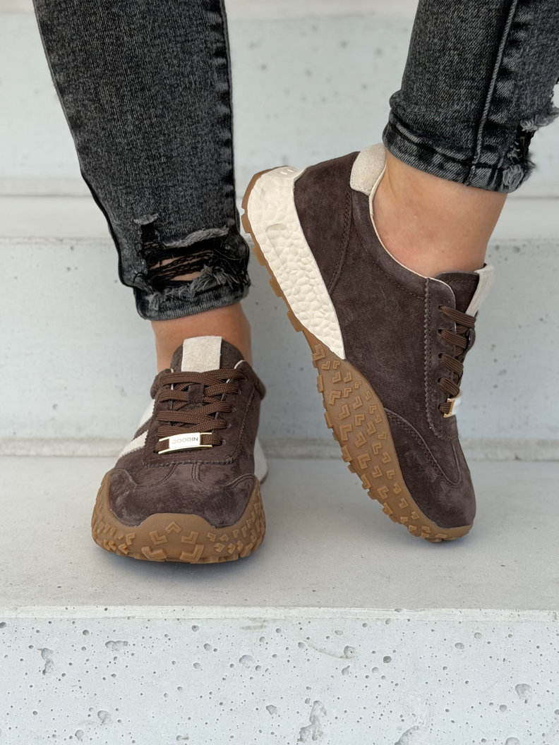 Sportowe lekkie buty damskie FADIA coffee skóra naturalna - obrazek 4