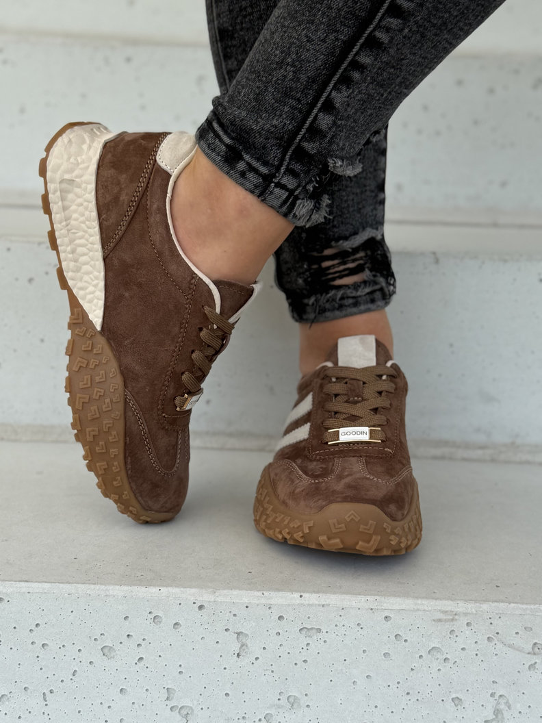 Sportowe lekkie buty damskie FADIA brown skóra naturalna - obrazek 5