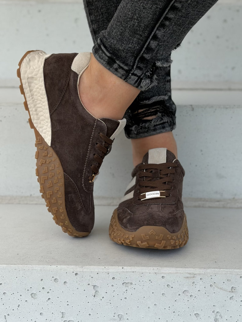 Sportowe lekkie buty damskie FADIA coffee skóra naturalna - obrazek 5
