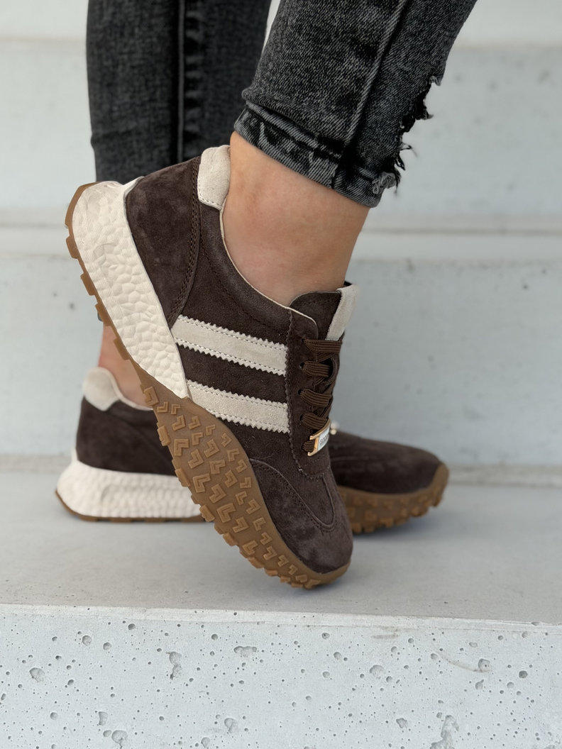 Sportowe lekkie buty damskie FADIA coffee skóra naturalna - obrazek 6