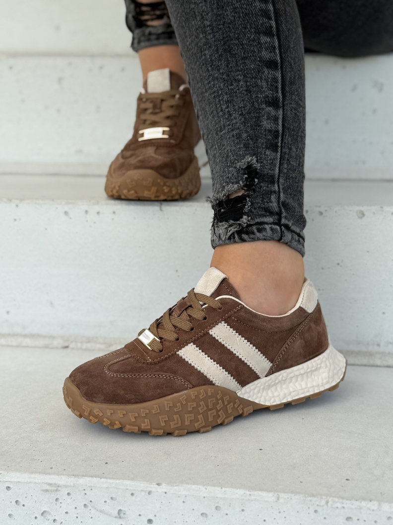 Sportowe lekkie buty damskie FADIA brown skóra naturalna