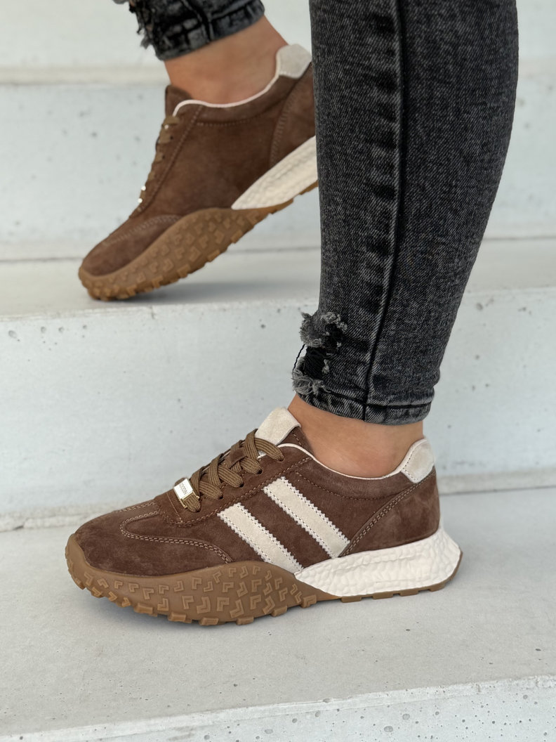 Sportowe lekkie buty damskie FADIA brown skóra naturalna - obrazek 6