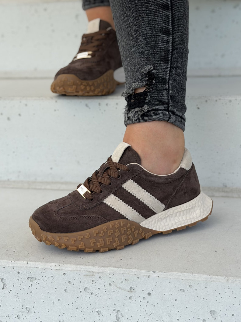 Sportowe lekkie buty damskie FADIA coffee skóra naturalna - obrazek 8