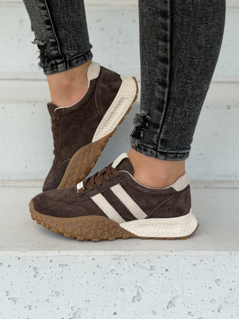 Sportowe lekkie buty damskie FADIA coffee skóra naturalna