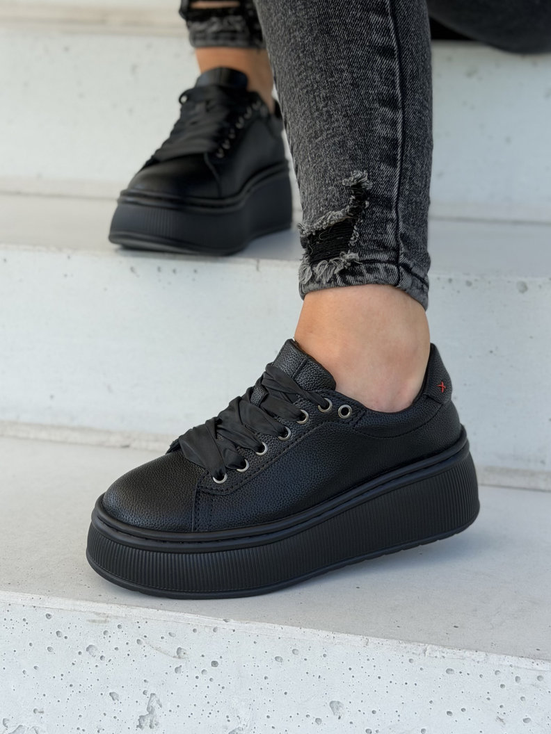 Trampki na wyższej podeszwie AMANI black skóra naturalna - obrazek 6